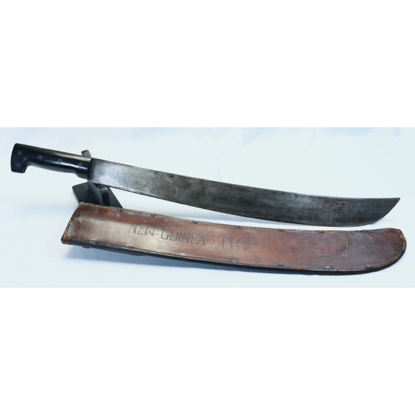 M1939 COLLINS MACHETE W/ LEATHER SCABBARD - NEW GUINEA 1945 - Image 2